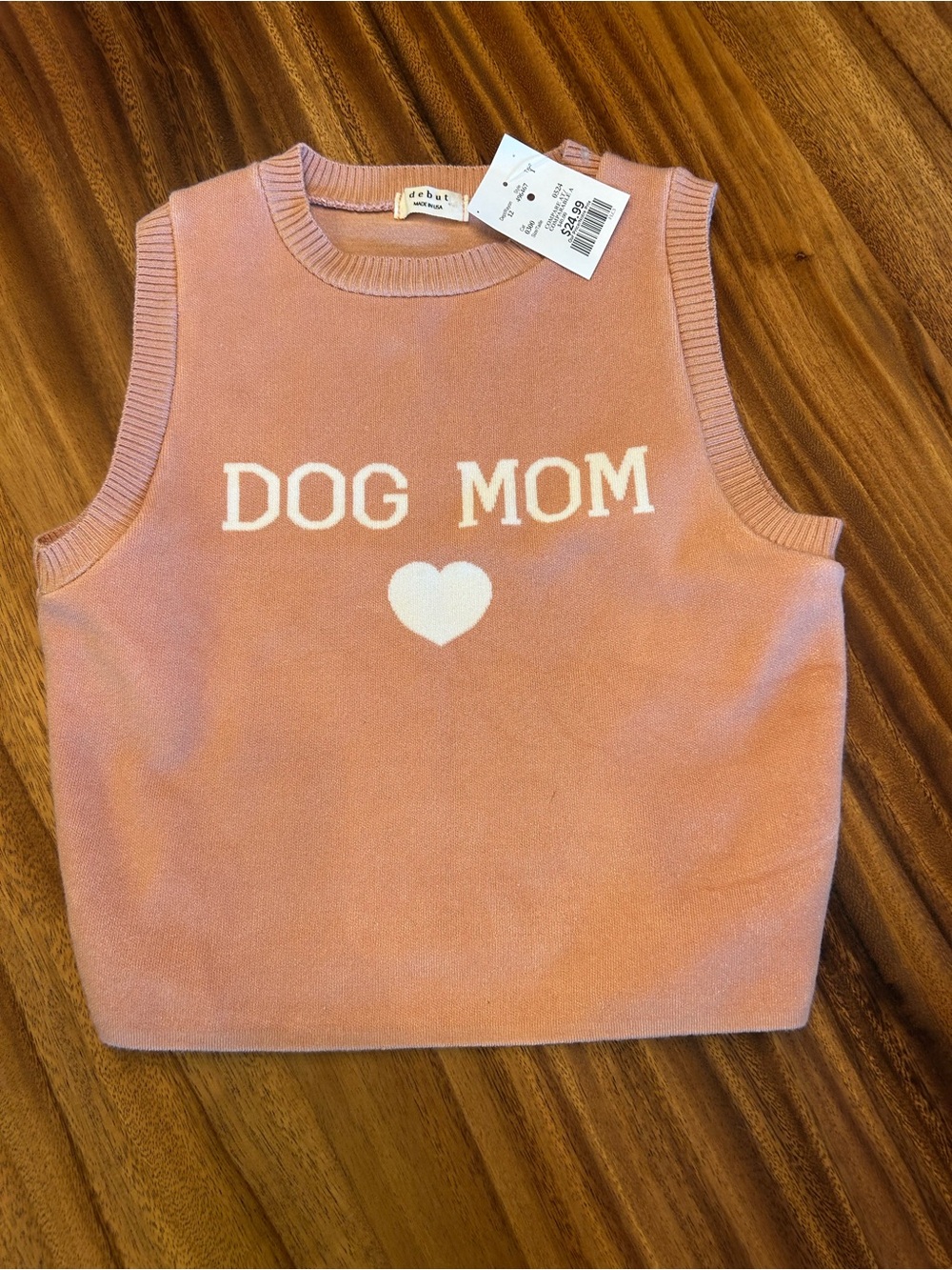 Debut Pink 'DOG MOM' Knit Tank Top